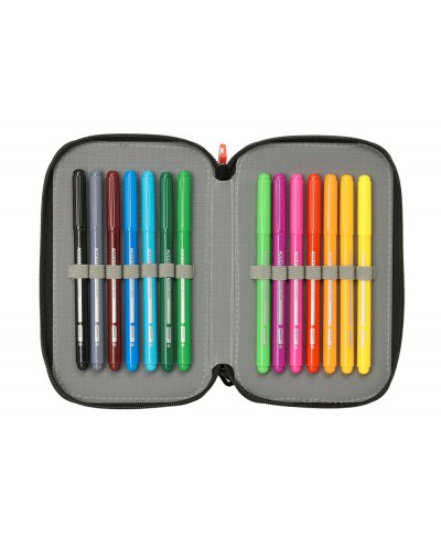 Plumier escolar safta minecraft grafitti triple cremallera 37 piezas 195x125x55 mm