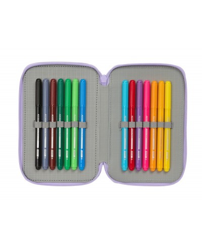 Plumier escolar safta kuromi triple cremallera 37 piezas 195x125x55 mm