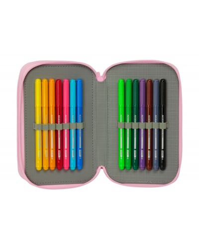 Plumier escolar safta hello kitty friends triple cremallera 37 piezas 195x125x55 mm