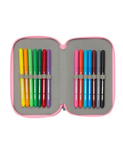 Plumier escolar safta gabby s dollhouse triple cremallera 37 piezas 195x125x55 mm