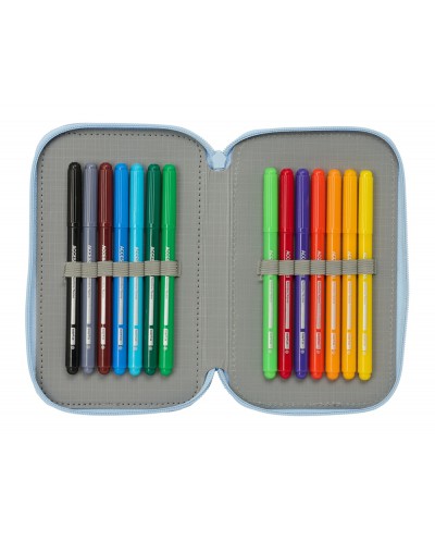Plumier escolar safta frozen triple cremallera 37 piezas 195x125x55 mm
