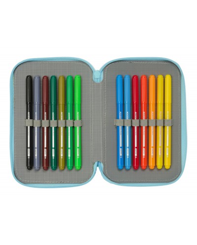 Plumier escolar safta bluey ready triple cremallera 37 piezas 195x125x55 mm
