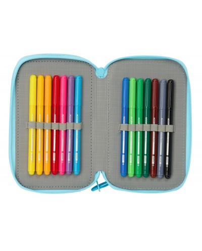 Plumier escolar safta blackfit8 petalos triple cremallera 37 piezas 195x125x55 mm
