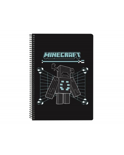 Cuaderno espiral safta cuarto 80 h 60 gr cuadro 4 mm tapa extradura minecraft screen