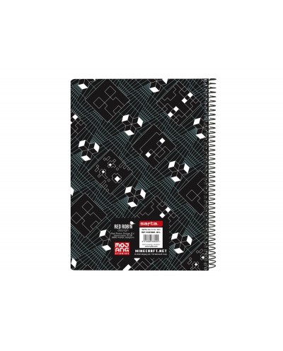 Cuaderno espiral safta cuarto 80 h 60 gr cuadro 4 mm tapa extradura minecraft screen