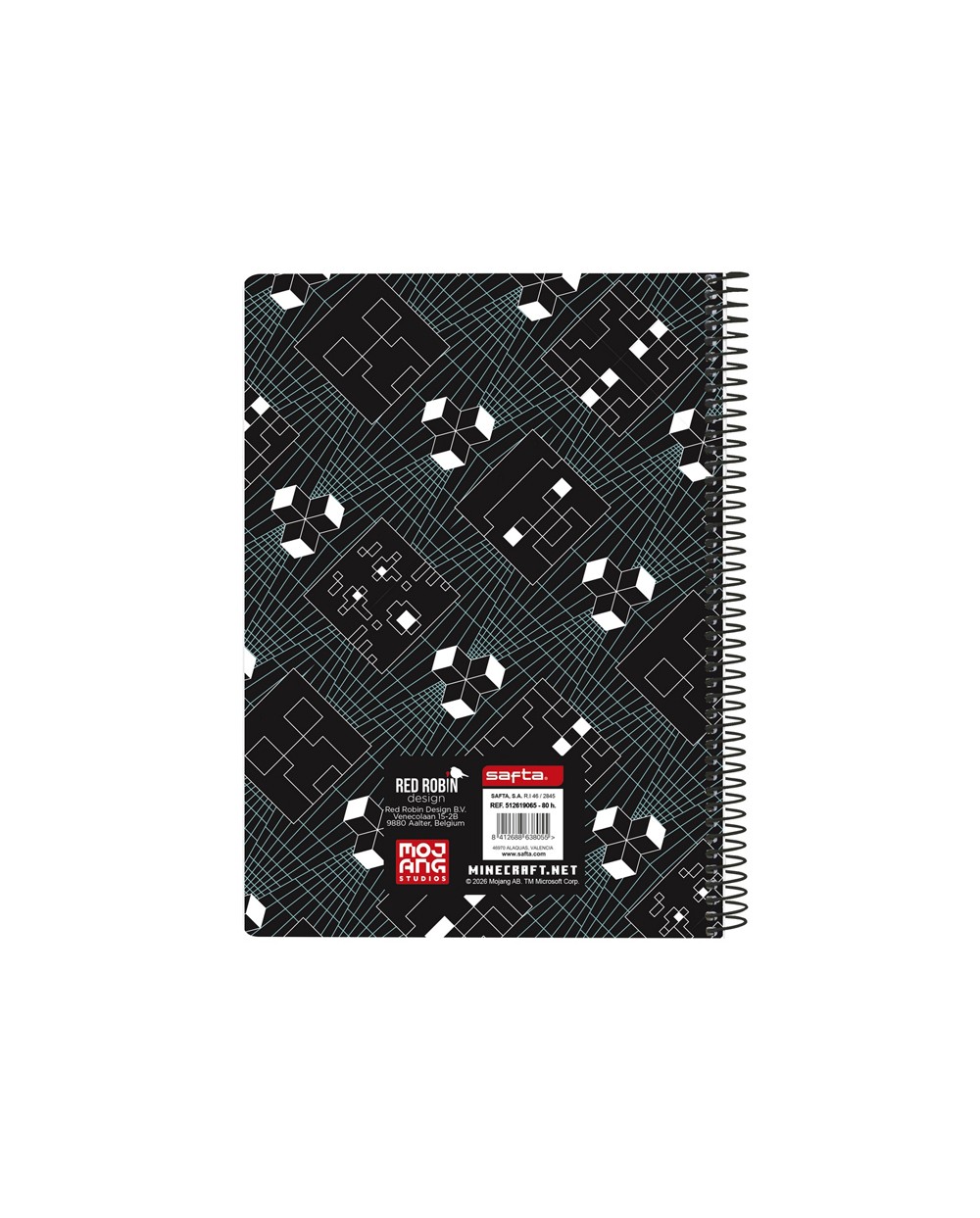 Cuaderno espiral safta cuarto 80 h 60 gr cuadro 4 mm tapa extradura minecraft screen