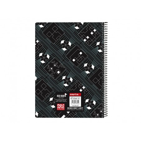 Cuaderno espiral safta cuarto 80 h 60 gr cuadro 4 mm tapa extradura minecraft screen