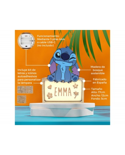 Lampara personalizable madera stitch