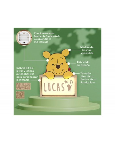 Lampara personalizable madera winnie