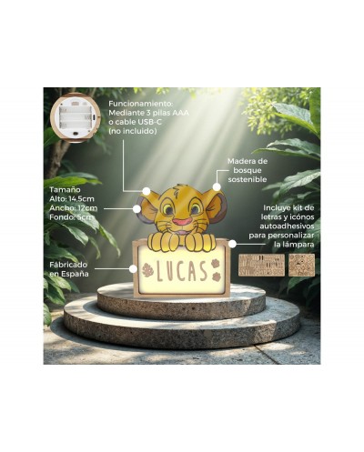 Lampara personalizable madera simba