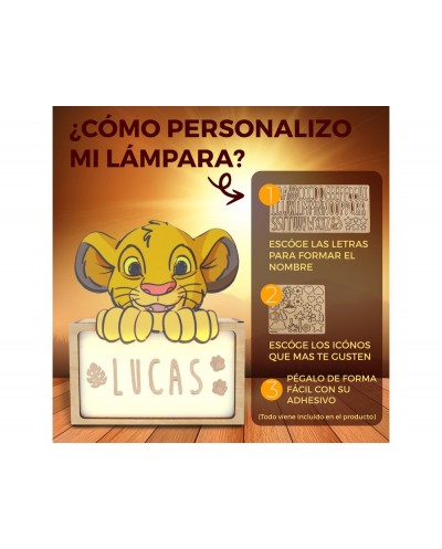 Lampara personalizable madera simba