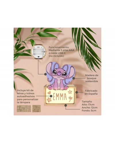Lampara personalizable madera angel