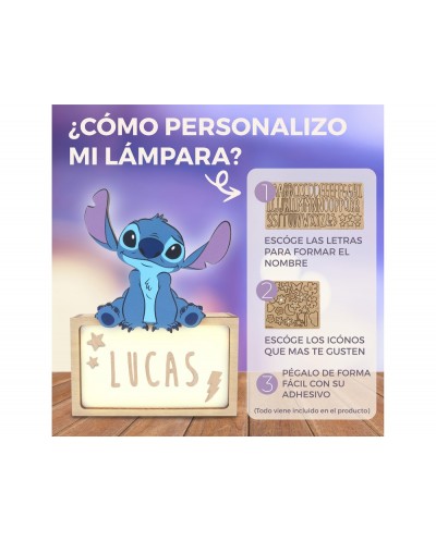 Lampara personalizable madera stitch