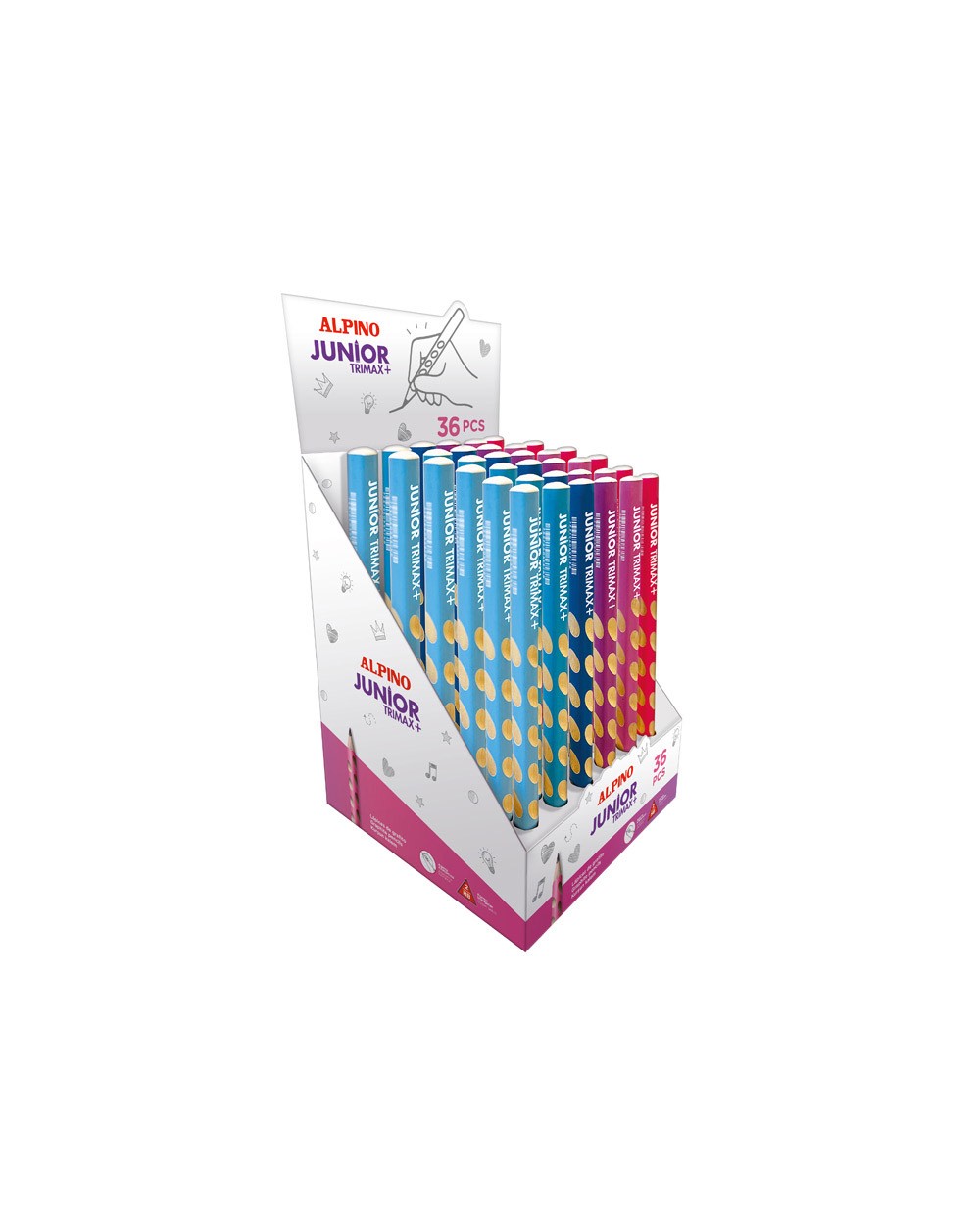 Lapices de grafito alpino junior trimax expositor de 36 unidades