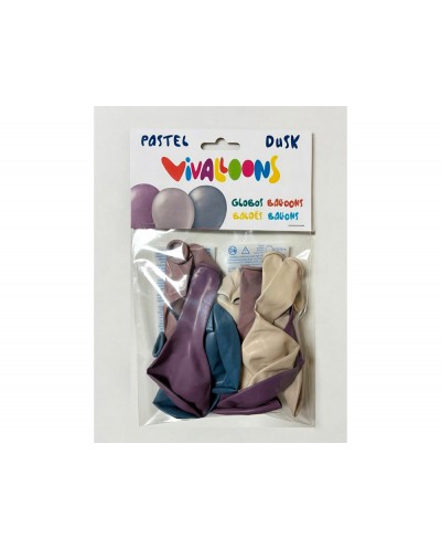 Globo 100 latex biodegradable vivalloons pastel dusk colores surtidos bolsa de 12 unidades colores