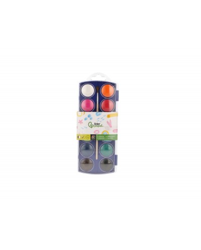 Acuarela liderpapel 12 colores con pincel mango de madera estuche de plastico