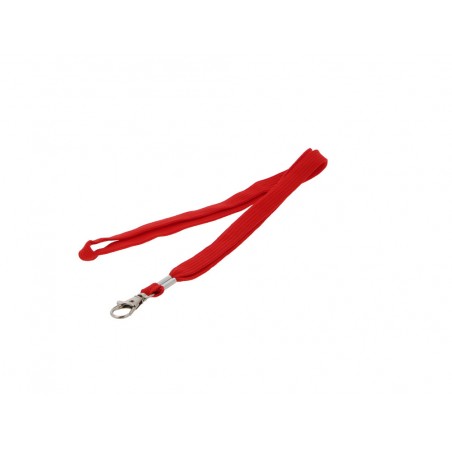 Cordon plano q connect con gancho metalico para identificadores color rojo