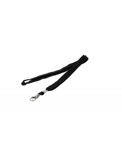Cordon plano q connect con gancho metalico para identificadores color negro