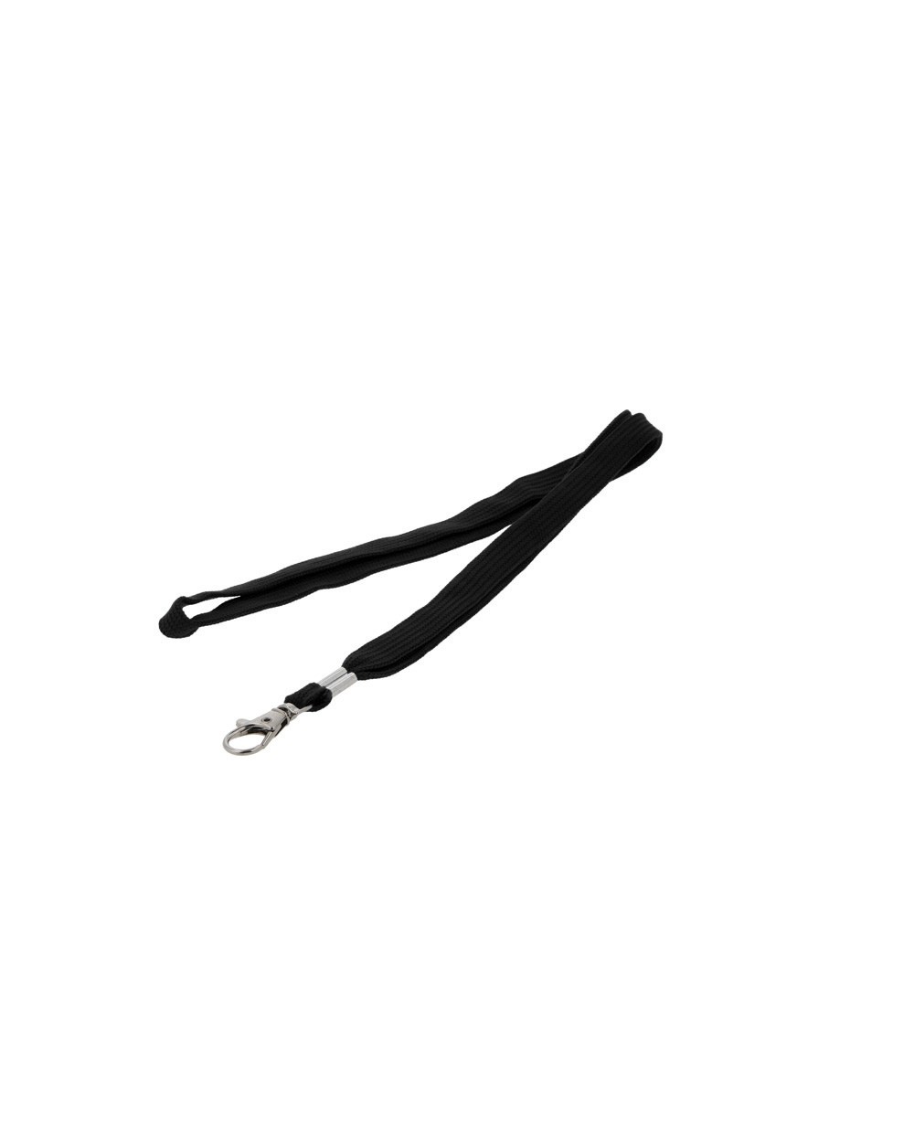 Cordon plano q connect con gancho metalico para identificadores color negro