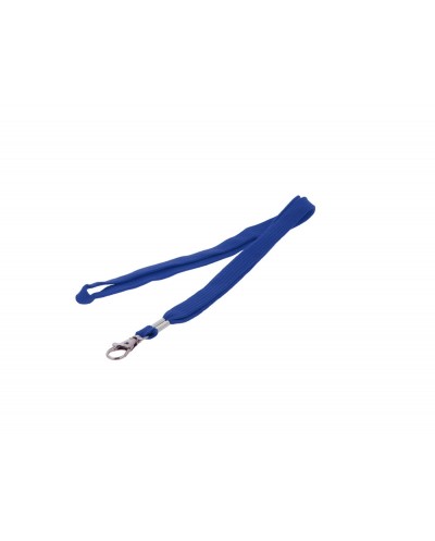Cordon plano q connect con gancho metalico para identificadores color azul