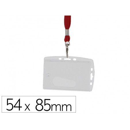 Identificador q connect con cordon plano rojo uso vertical horizontal 54x85 mm