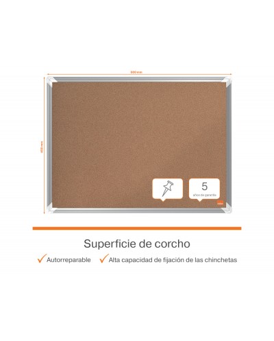 Tabelro de anuncios nobo ecolabel premium plus corcho 600x450 mm
