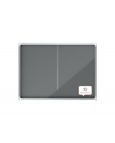 Vitrina de anuncios nobo premium plus puerta corredera fieltro gris 18xa4