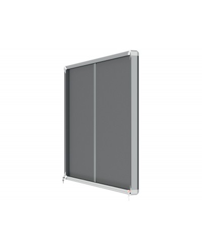 Vitrina de anuncios nobo premium plus puerta corredera fieltro gris 18xa4