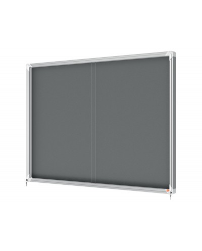 Vitrina de anuncios nobo premium plus puerta corredera fieltro gris 18xa4