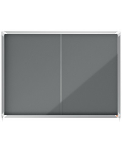 Vitrina de anuncios nobo premium plus puerta corredera fieltro gris 18xa4