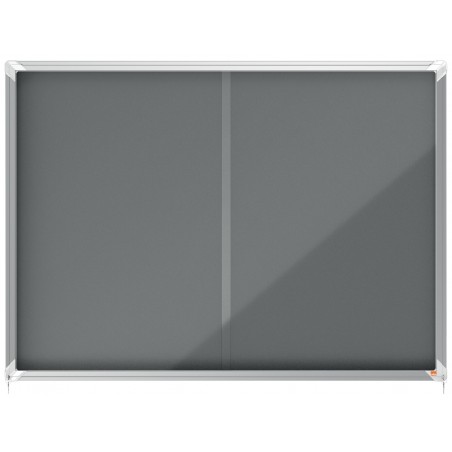 Vitrina de anuncios nobo premium plus puerta corredera fieltro gris 18xa4