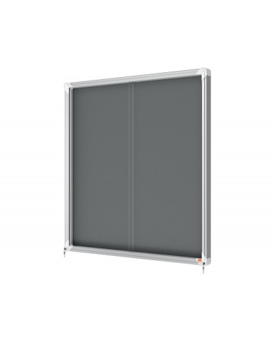 Vitrina de anuncios nobo premium plus puerta corredera fieltro gris 12xa4