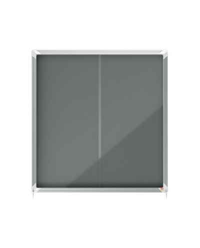 Vitrina de anuncios nobo premium plus puerta corredera fieltro gris 12xa4