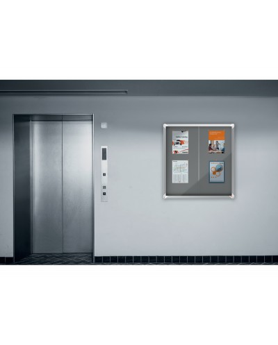 Vitrina de anuncios nobo premium plus puerta corredera fieltro gris 12xa4