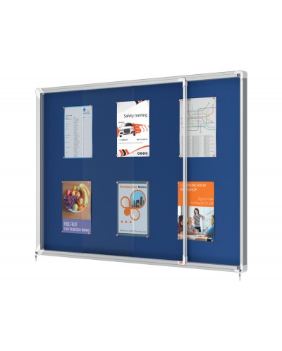 Vitrina de anuncios nobo premium plus puerta corredera fieltro azul 18xa4