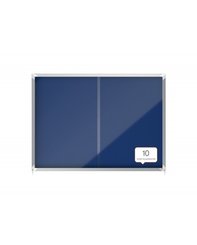 Vitrina de anuncios nobo premium plus puerta corredera fieltro azul 18xa4