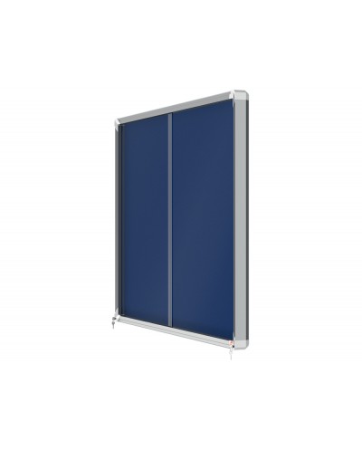 Vitrina de anuncios nobo premium plus puerta corredera fieltro azul 18xa4