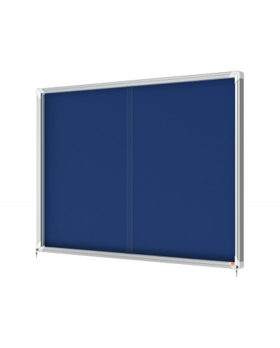 Vitrina de anuncios nobo premium plus puerta corredera fieltro azul 18xa4