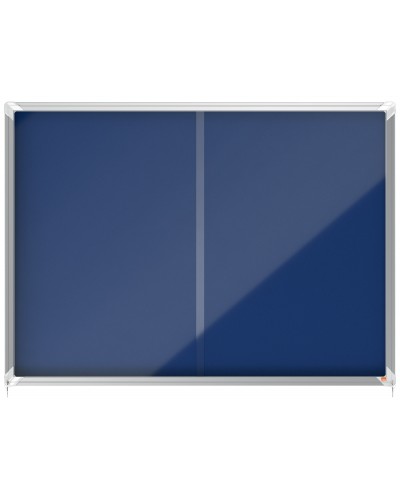 Vitrina de anuncios nobo premium plus puerta corredera fieltro azul 18xa4