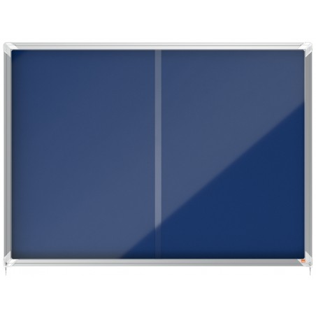 Vitrina de anuncios nobo premium plus puerta corredera fieltro azul 18xa4