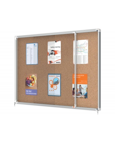 Vitrina de anuncios nobo premium plus puerta corredera corcho 18xa4