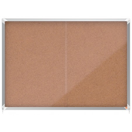 Vitrina de anuncios nobo premium plus puerta corredera corcho 18xa4
