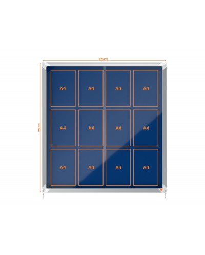 Vitrina de anuncios nobo premium plus puerta corredera fieltro azul 12xa4
