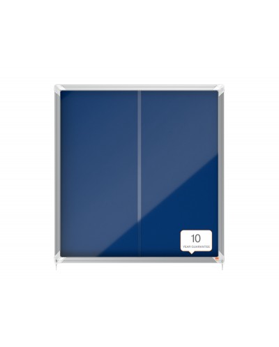 Vitrina de anuncios nobo premium plus puerta corredera fieltro azul 12xa4