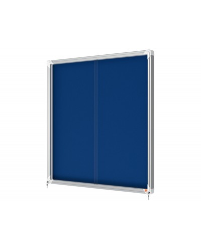 Vitrina de anuncios nobo premium plus puerta corredera fieltro azul 12xa4