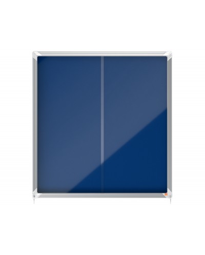 Vitrina de anuncios nobo premium plus puerta corredera fieltro azul 12xa4