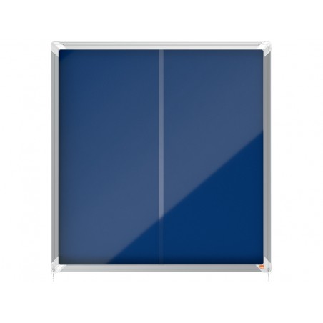 Vitrina de anuncios nobo premium plus puerta corredera fieltro azul 12xa4