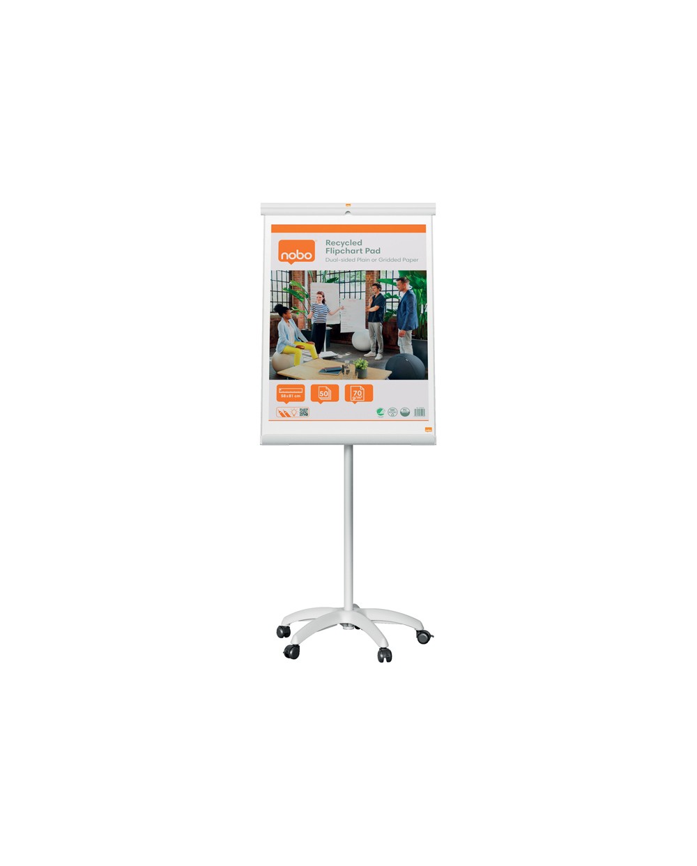 Pizarra de conferencia nobo ecolabel premium plus acero lacado movil blanco 700x1860x700 mm
