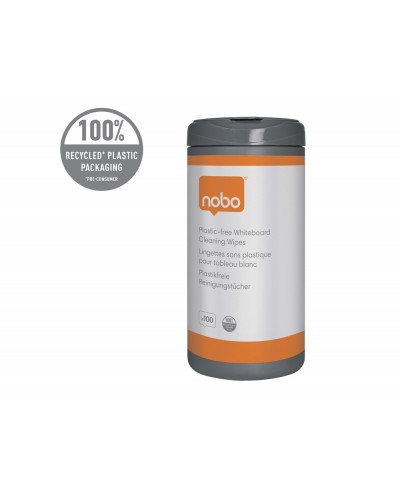 Toallitas nobo eco para limpieza de pizarra blanca bote de 100 unidades