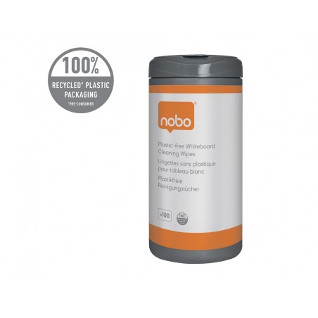 Toallitas nobo eco para limpieza de pizarra blanca bote de 100 unidades